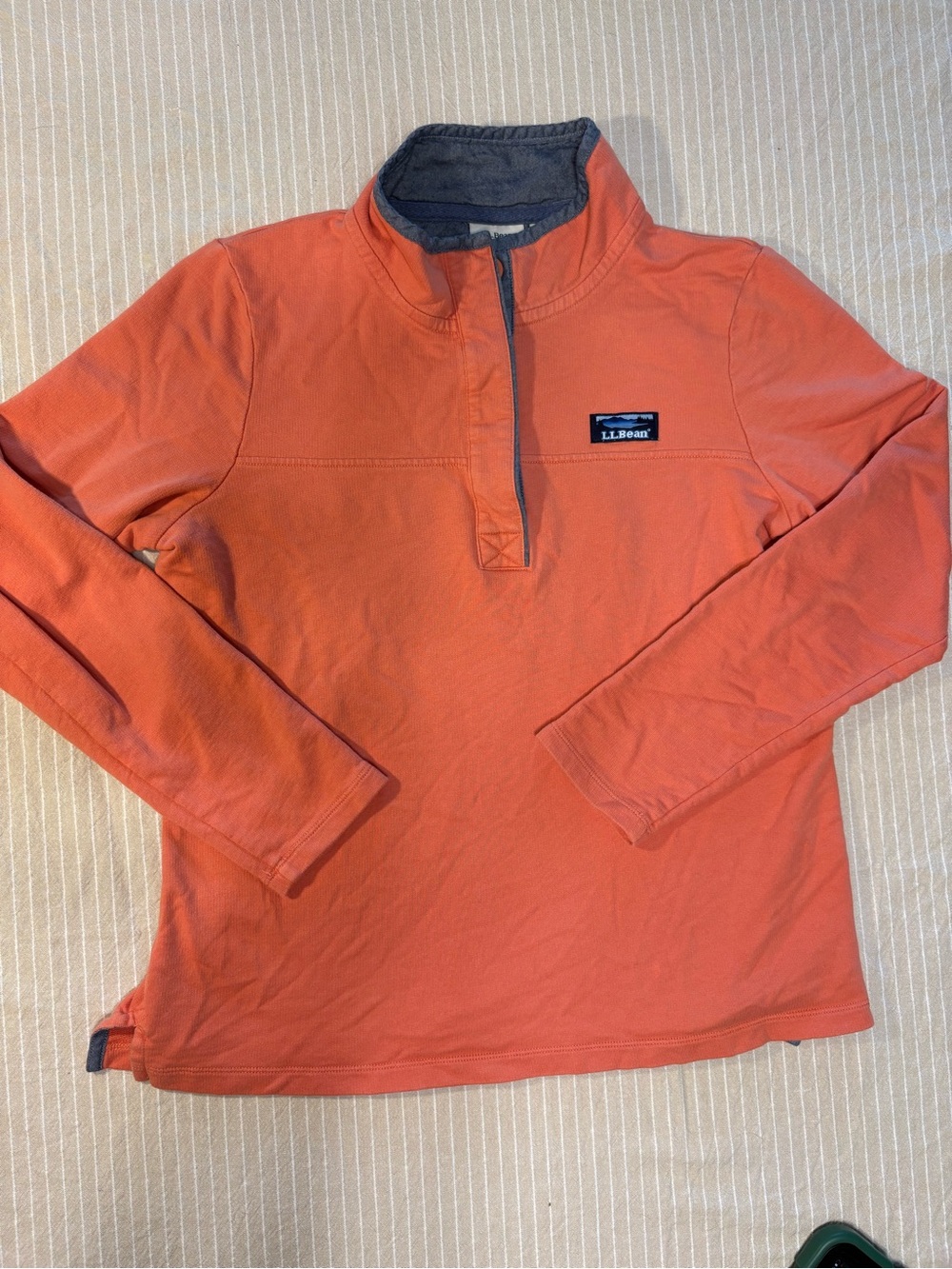 L.L. Bean' Coral Orange Quarter-button Pullover